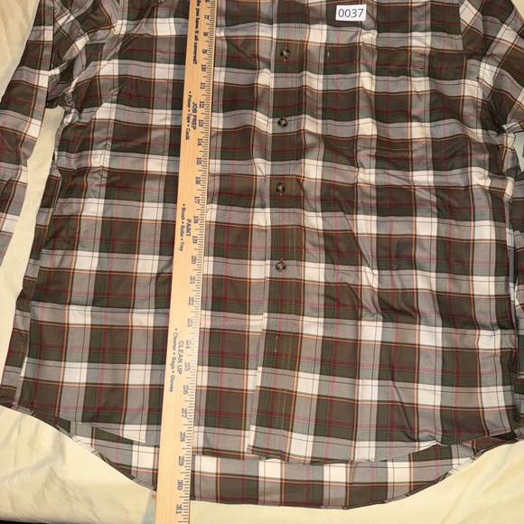 Cabelas Mens Large Long Sleeve Plaid Button Down Shirt Green Brown Outdoor - Picture 3 of 5